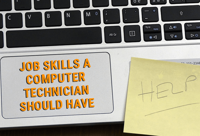 Job skills sign with computer keyboard