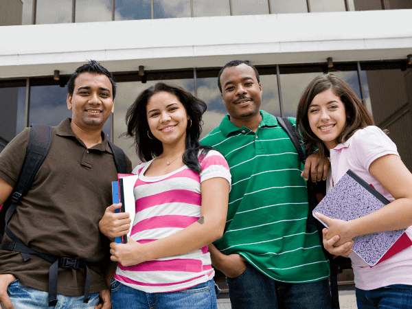 Students outside college building after VESL Classes